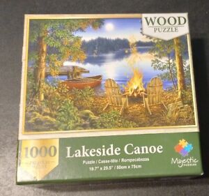 Lakeside Canoe Majestic Wood Puzzle 1000 Piece Jigsaw Used Complete 