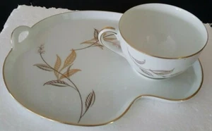 1 NORITAKE SNACKTELLER UND TASSE SET #5693 GOLDRAND UND BLÄTTER - Bild 1 von 12