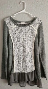 Anthropologie A' Reve Bluse Spitze vorne Akzente Rückenkrawatte Damen Größe Medium - Bild 1 von 11
