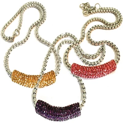 Collana Swarovski da donna in acciaio inox catenina con zirconi lunga 45 cm di - Immagine 1 di 4