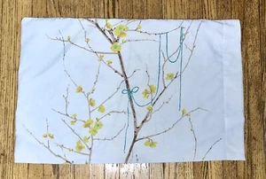 Vintage goldene Blumen Zweig Kissenbezug Schneider Stoff Botanik Natur Rustikal - Bild 1 von 4