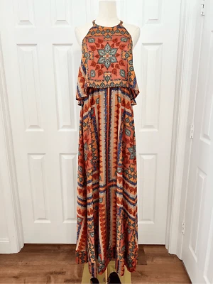 Maxi Vestido Torn by Ronny Kobo Mujer Celina Naranja Étnico Estampado Tribal Mediano Foto 1 de 4