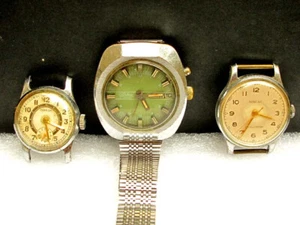 Set Of 3 USSR Soviet Made Watches POBEDA & SLAVA Non Working For Parts Or Repair - Picture 1 of 11
