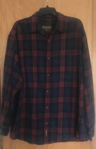Men's xl Red Plaid Flannel Shirt Navy Blue Black Warm Soft Long Sleeve Sportsman - Picture 1 of 9