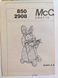Bunny Rabbit Plush Stuffed McCall's 850 2908 Craft Pattern NO ENVELOPE UC FF - Picture 1 of 5