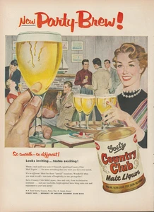 1955 Goetz Country Club Malt Liquor Party Brew Beer Si Smooth Different Print Ad - Picture 1 of 1
