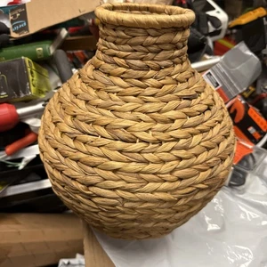 Vantage Large Wicker Floor Vase Handmade Middle East - Picture 1 of 8