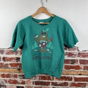 Vintage Weight Watcher Bear Sweatshirt Womens Medium Funny Graphic Hanes USA 90s - Picture 1 of 5