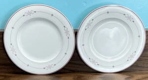 Villeroy & Boch Aragon Set of 2 SALAD PLATES Heinrich Red Gray 8.5 Bone China - Picture 1 of 4
