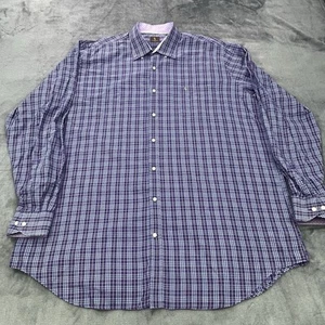 TAILORBYRD Long Sleeve Button Up Dress Shirt Blue Violet Plaid 4XLT - Picture 1 of 10