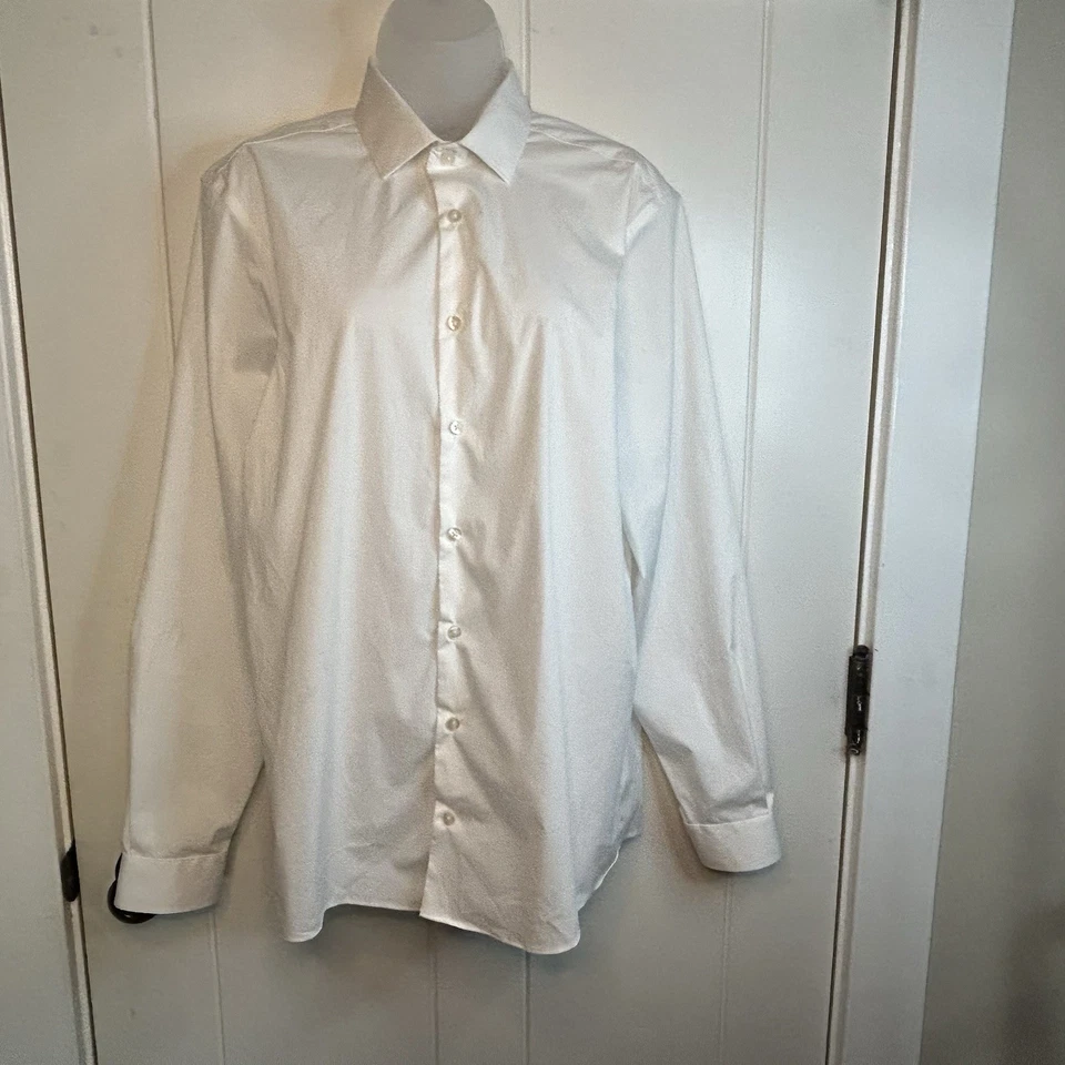 Camisa JF J Ferrar Hombres Blanca Elastizada Ajuste Regular Talla M 15-15 1/2 34-35 Abotonada Trabajo Foto 1 de 4