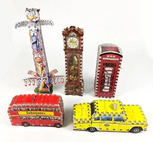 Puzz 3D Mini Lot Totem Pole Clock New York Taxi Cab Double Bus Telephone Booth - Picture 1 of 11