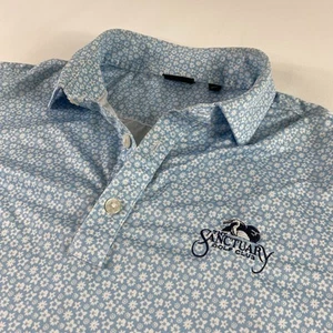 FootJoy Polo Shirt Mens Small Athletic Fit Blue Floral AOP Sanctuary Golf Club - Picture 1 of 11