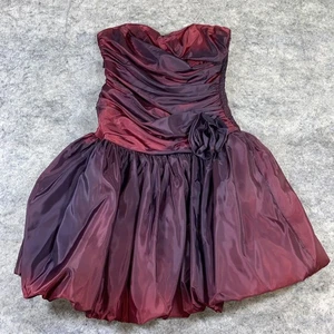 80er Positively Ellyn trägerloses Kleid Größe 13-14 weinrot Cocktail Union Made USA - Bild 1 von 14