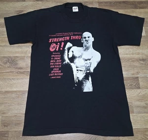 True Vintage OG 90s Skinhead Strength Thru Oi! Compilation Album Promo T Shirt - Picture 1 of 7