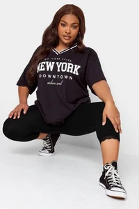 Yours Curve Plus Size Cotton Essential Lace Trim Crop Leggings - Picture 1 of 5
