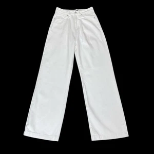 Jeans da laboratorio grigio donna 26 (REALE 26x31,5) bianco gamba larga pieghe JJ1016P nuovo con etichette - Foto 1 di 16