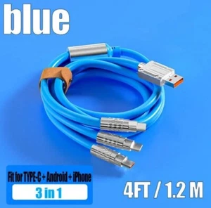 CAVO DI RICARICA CELLULARE 6A 120W TIPO TYPE C IPHONE MICRO USB CAVETTO 3 IN 1 - Foto 1 di 4