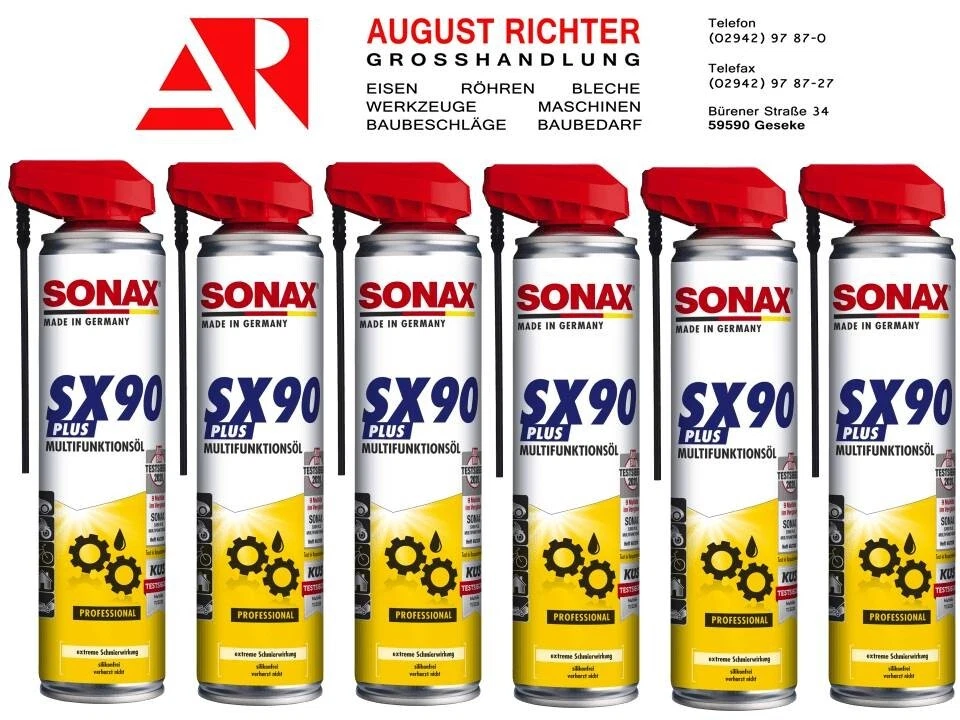 6 Stück Sonax Multifunktionsspray SX90 Plus 400 ml mit Easyspray