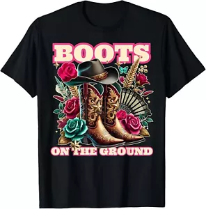 Boots On The Ground, Cowgirl Linedance, Boot Cowboy Western T-Shirt - Picture 1 of 4