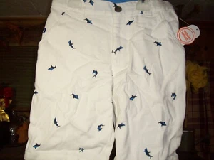 WONDER NATION BOYS SHARK THEME SHORTS SIZE 14 WHITE CASUAL SUMMER SCHOOL BEACH - Picture 1 of 2