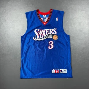 100% Authentic Allen Iverson Vintage Champion 76ers Sixers Jersey 48 XL Mens - Picture 1 of 6
