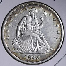 1843 Seated Liberty Silver Half Dollar CHOICE XF+ E348 JCHA