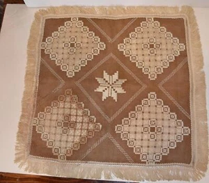 Funda de Almohada Norwegian Hardanger Bordada, Vintage Enmarcada Arte Aguja Tapete - Imagen 1 de 5