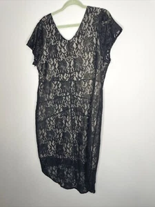 Lane Bryant Cocktail Dress Black Gold Lace Formal Sheath Womens Size 18 - Picture 1 of 12