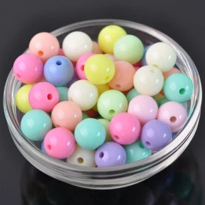 Mixed Round 6-20mm Light Color Acrylic Plastic Loose Beads for Jewelry DIY - Picture 1 of 14