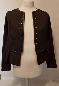 High By Claire Campbell Jacket Size 10 Dark Brown Embroidered Swing Back - Picture 1 of 9