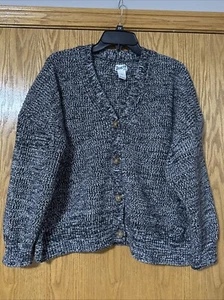 Duluth Trading Cardigan Women's Sz 2X Sweater Grey Chunky Knit Heavy Weight, T64 - Picture 1 of 13