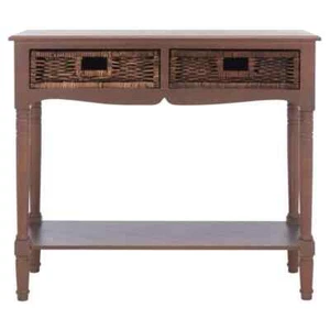 Corbin 36 in. 2-Drawer Brown/Off-White Wood Console Table - Picture 1 of 8