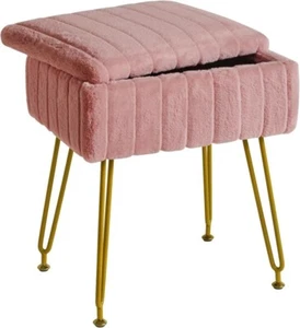 Stool Chair with Storage Space, Footrest Footstool Ottoman, Small Side Table,... - Picture 1 of 9