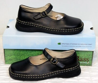 Zapatos Mary Jane BASS Niños Talla 4 M Cuero Negro Anna Hebilla Plana Formal Informal Foto 1 de 4