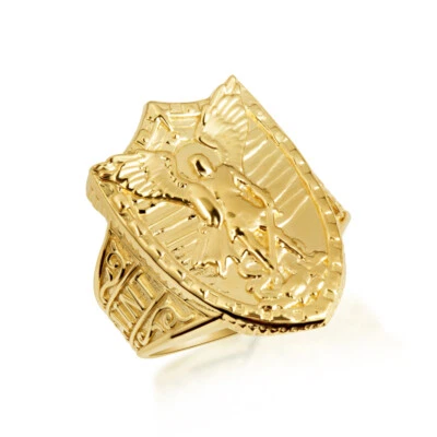 Gold Saint Michael Archangel Shield Signet Ring (Yellow/Rose/White) - Image 1 of 4