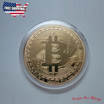 Bitcoin Chapado en Oro Físico Bitcoin BTC Criptomoneda Coleccionable Moneda en Estuche Foto 1 de 4