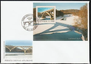 LATVIA FDC 2003, Sigulda BRIDGE, Architecture, Miniature sheet - Picture 1 of 1