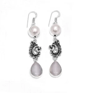 Ovel Opal Pearl Handmade Drop Dangle Earing Fashion Jewelry 2.6" E-179 - Picture 1 of 1