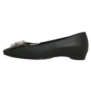 Auth HERMES - Black Leather Women's Shoes - Picture 1 of 6