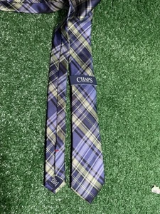 CORBATA CHAPS PARA HOMBRE a cuadros amarillo blanco azul marino %100 seda - Imagen 1 de 3
