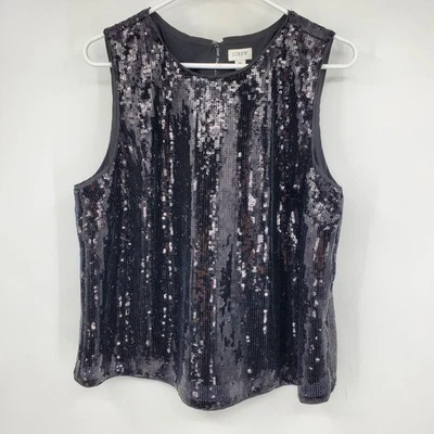 NUEVO CON ETIQUETAS J. Camiseta sin mangas de fiesta con lentejuelas negra talla XL Crew Foto 1 de 4