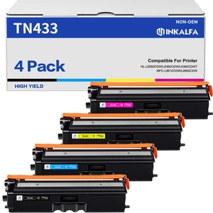 Paquete de 4 cartuchos de tóner de alto rendimiento Brother TN433 negro cian magenta amarillo - Imagen 1 de 7
