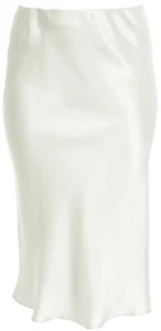 Dressy atemberaubend cremefarben Satin-Look gerader Bleistiftrock off weiß Länge 33" - Bild 1 von 2