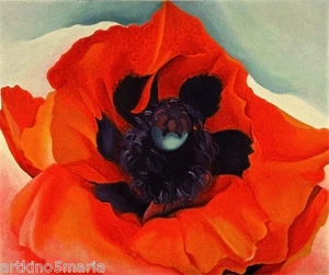 GEORGIA O'KEEFFE POPPY 1927  PRECISIONISM ABSTRACT ART GICLEE PRINT FINE  CANVAS - Picture 1 of 5