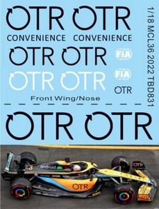 1/18 OTR Decals per McLaren MCL36 Australian GP 2022 Norris TBD831 - Picture 1 of 1