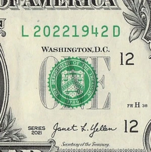2022 1942 Tombstone Fancy Serial Number One Dollar Bill Double Date Note - Picture 1 of 11