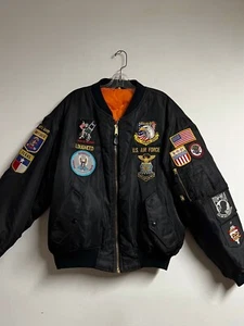 Vintage Named USAF Air Force Pilot Flight/Bomber Jacket With Patches Size large - Picture 1 of 8