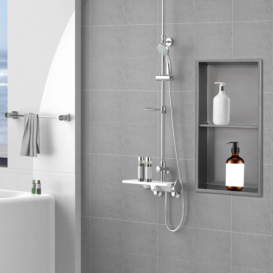 2 Colores Acero Inoxidable Montado en Pared Ducha Nicho Baño Ducha Estante 12"x24" Foto 1 de 4