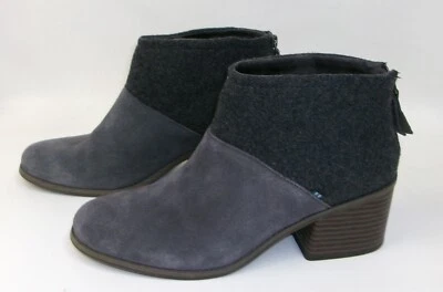Botines TOMS Gris Cuero y Lana Para Mujer Talla 10 Foto 1 de 4